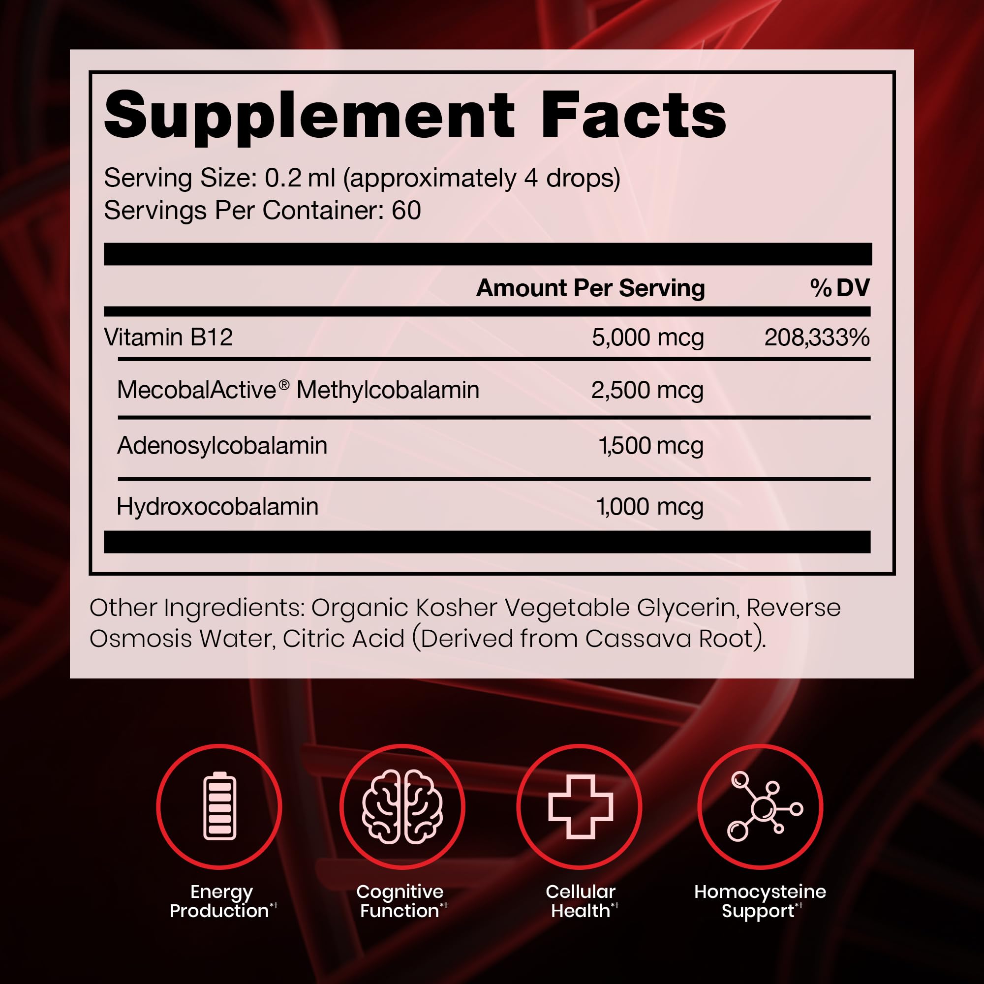 Pure Therapro Rx detalle de etiqueta con dosis 5000mcg y garantía de calidad