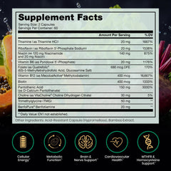 Pure Therapro Rx etiqueta en primer plano destacando ingredientes activos y metilados