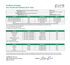 Plano de ingredientes Pure Therapro Rx mostrando formular sin alérgenos