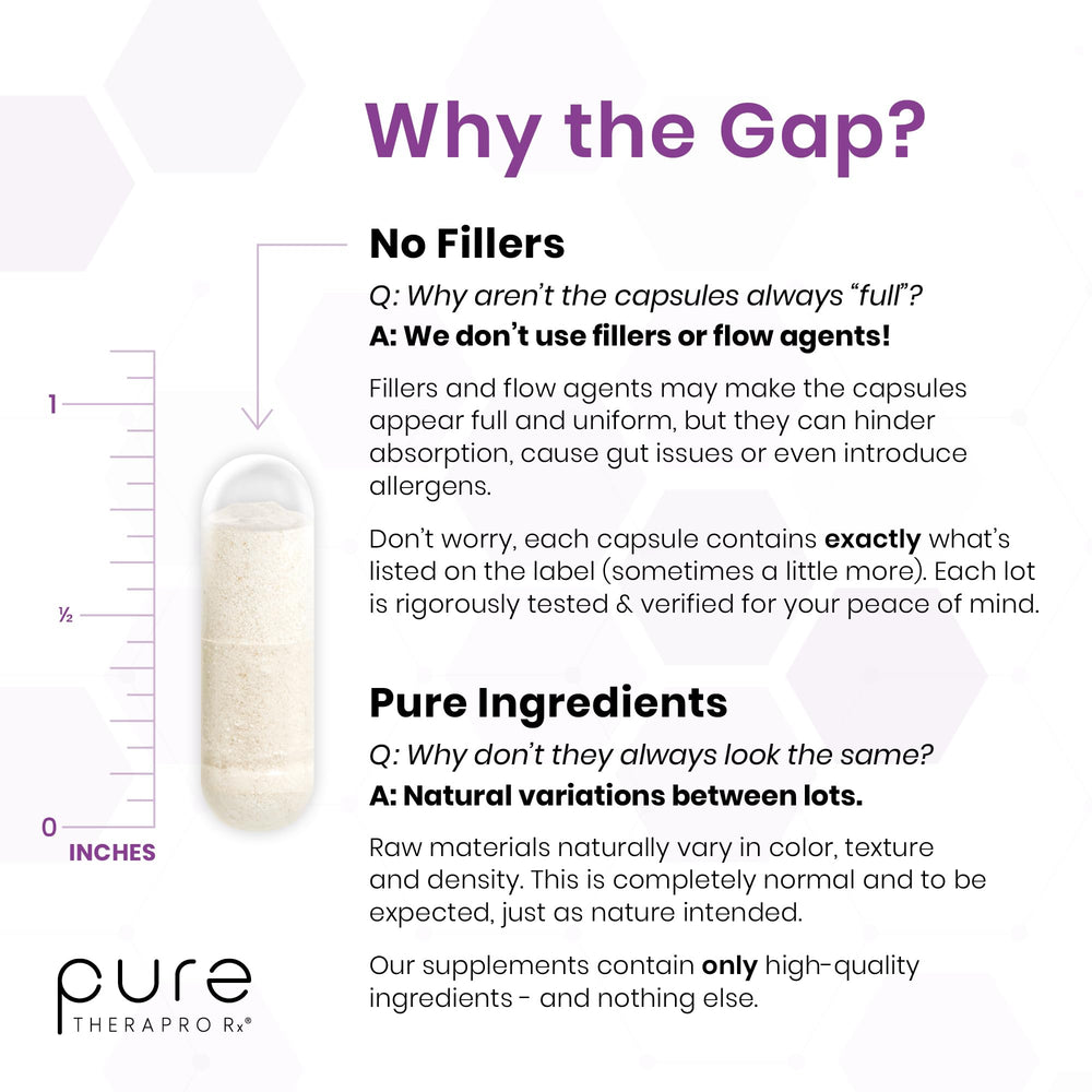 Pure Therapro Rx ingredientes malato y lisinato presentados, destaca soporte energético