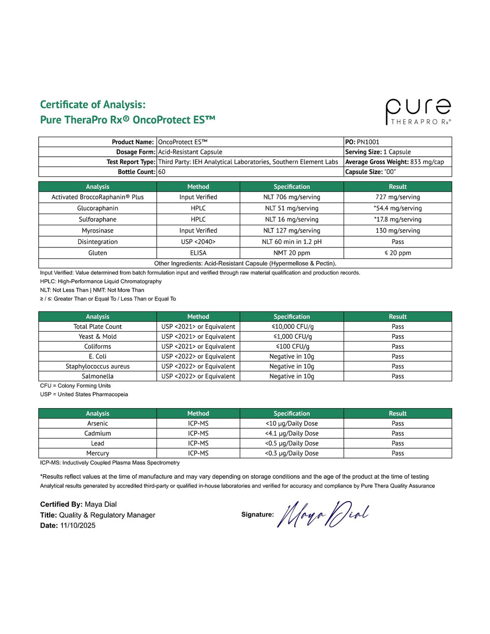 Pure Therapro Rx cápsula en mano para visualizar la toma diaria