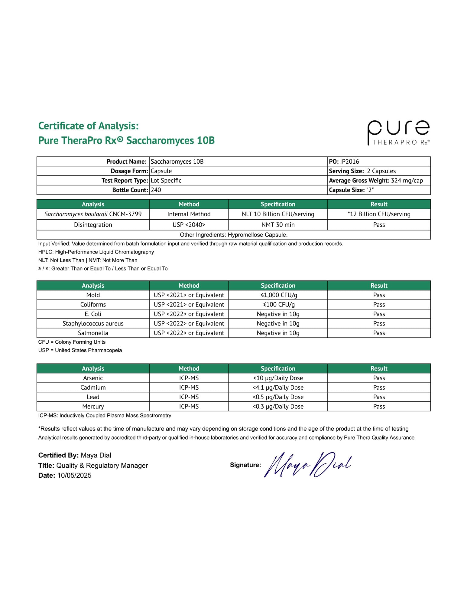 Pure Therapro Rx sello de calidad y ausencia de rellenos para destacar pureza del producto