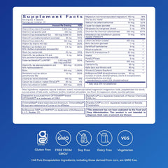 Pure Encapsulations etiqueta legible con lista de ingredientes — transparencia