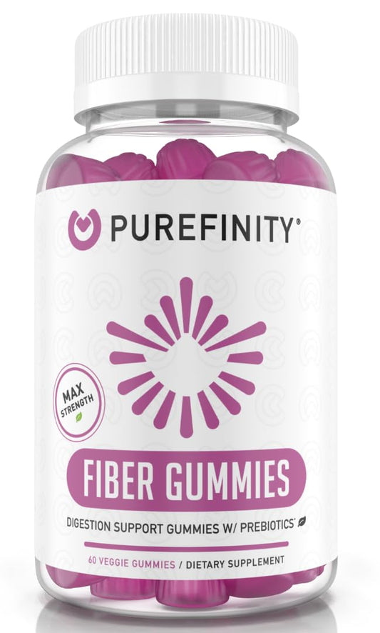 PUREFINITY envase frontal mostrando 60 gomitas y beneficios principales