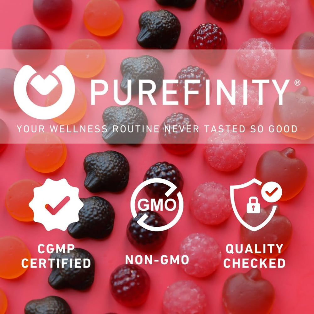 PUREFINITY estilo de vida activo gomitas en bolso para uso portátil y práctico