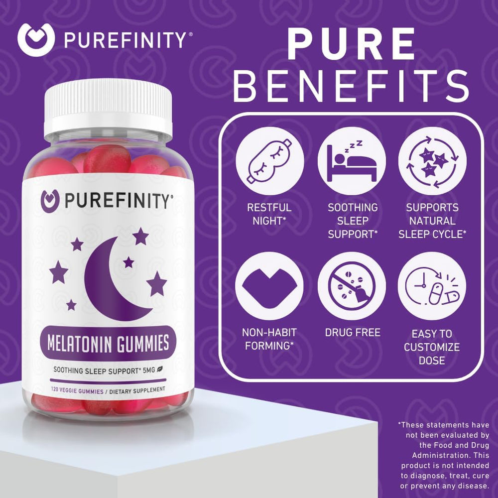 PUREFINITY gominolas extendidas en superficie resaltando sabor atractivo