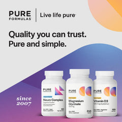 PureFormulas envase junto a escena nocturna que sugiere relajación y descanso