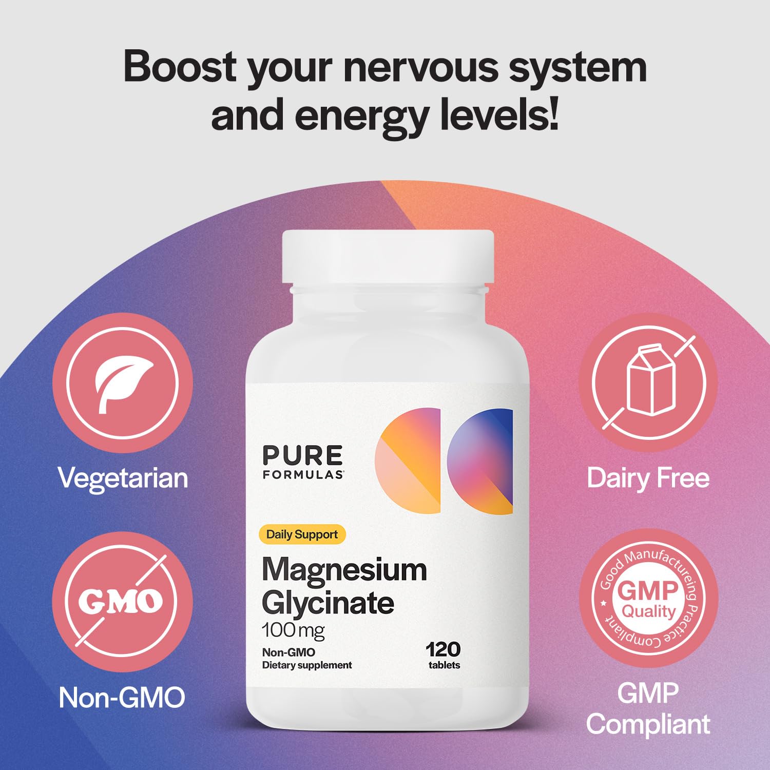 PureFormulas frasco abierto con tabletas visibles y conveniencia