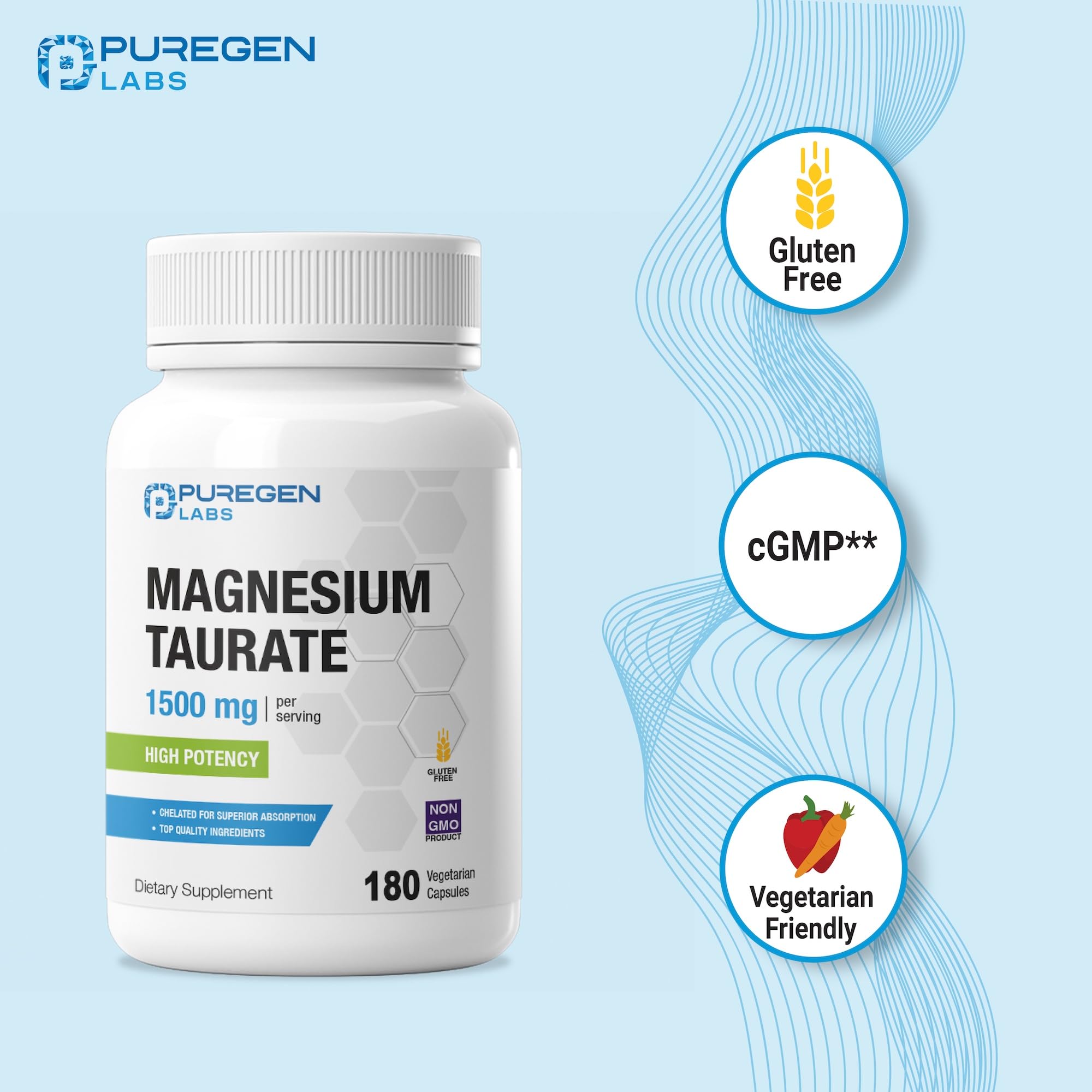 Puregen Labs cápsulas en plato mostrando cantidad por porción