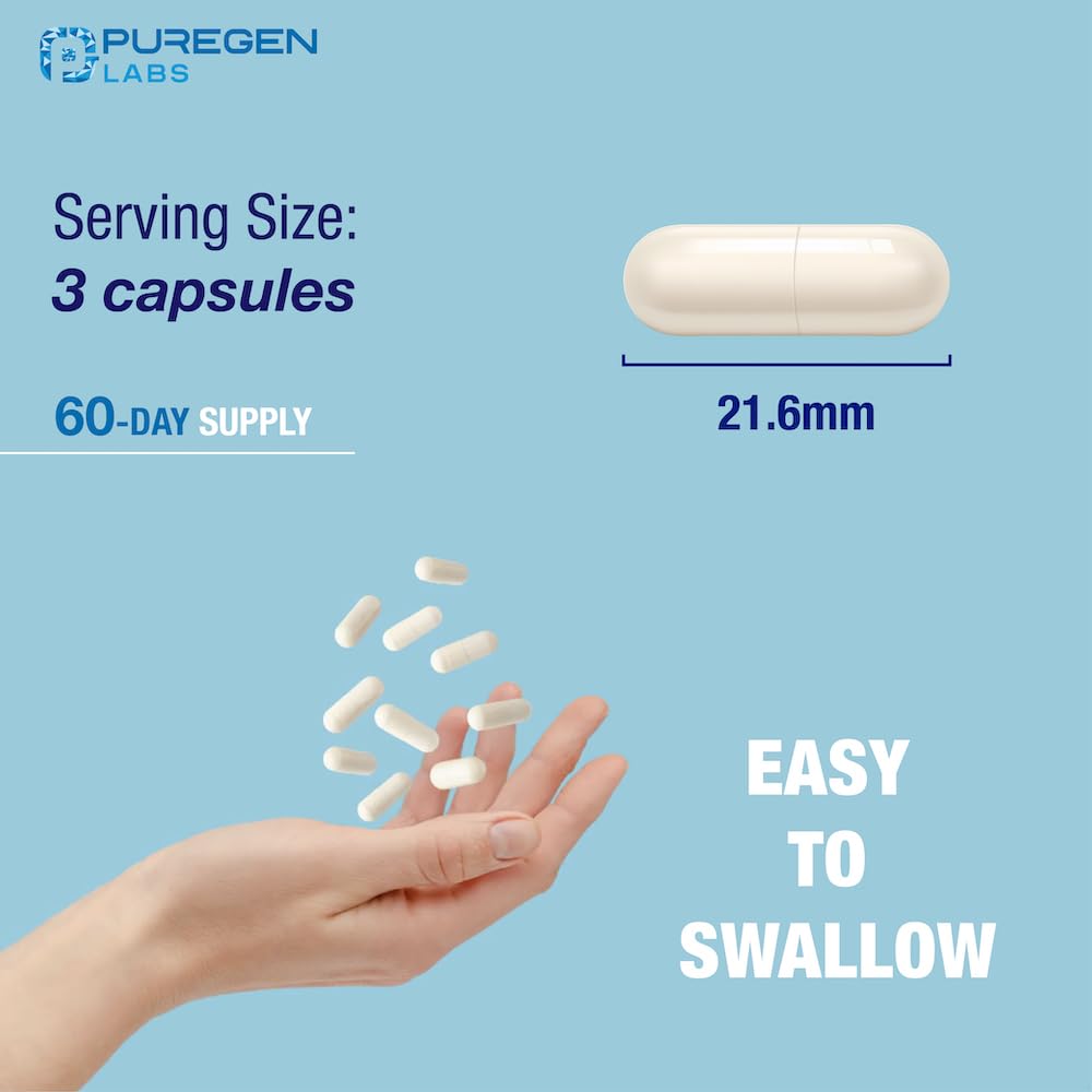 Puregen Labs frasco junto a una regla para comparar tamaño
