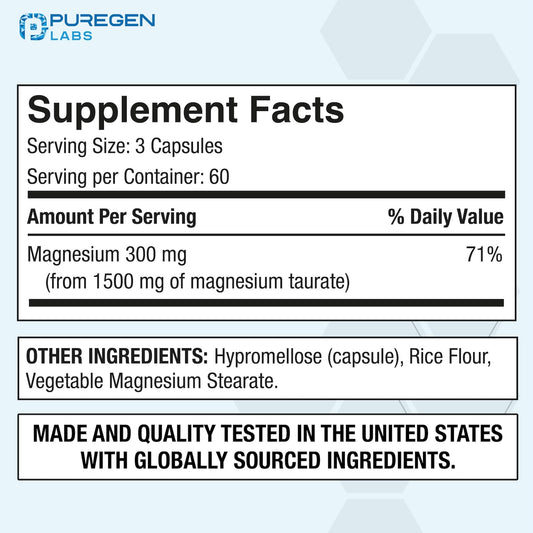 Puregen Labs etiqueta nutricional con datos de concentración y dosis