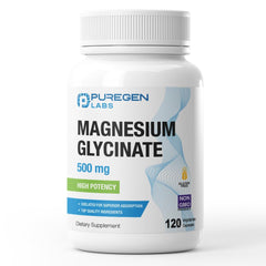 Puregen Labs frente del empaque mostrando suplemento y beneficios visibles