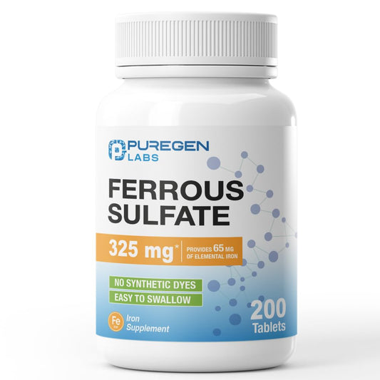 Puregen Labs envase frontal mostrando 200 tabletas y beneficios claros