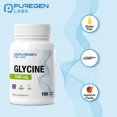 Textura del polvo de glicina Puregen Labs que sugiere pureza y concentración