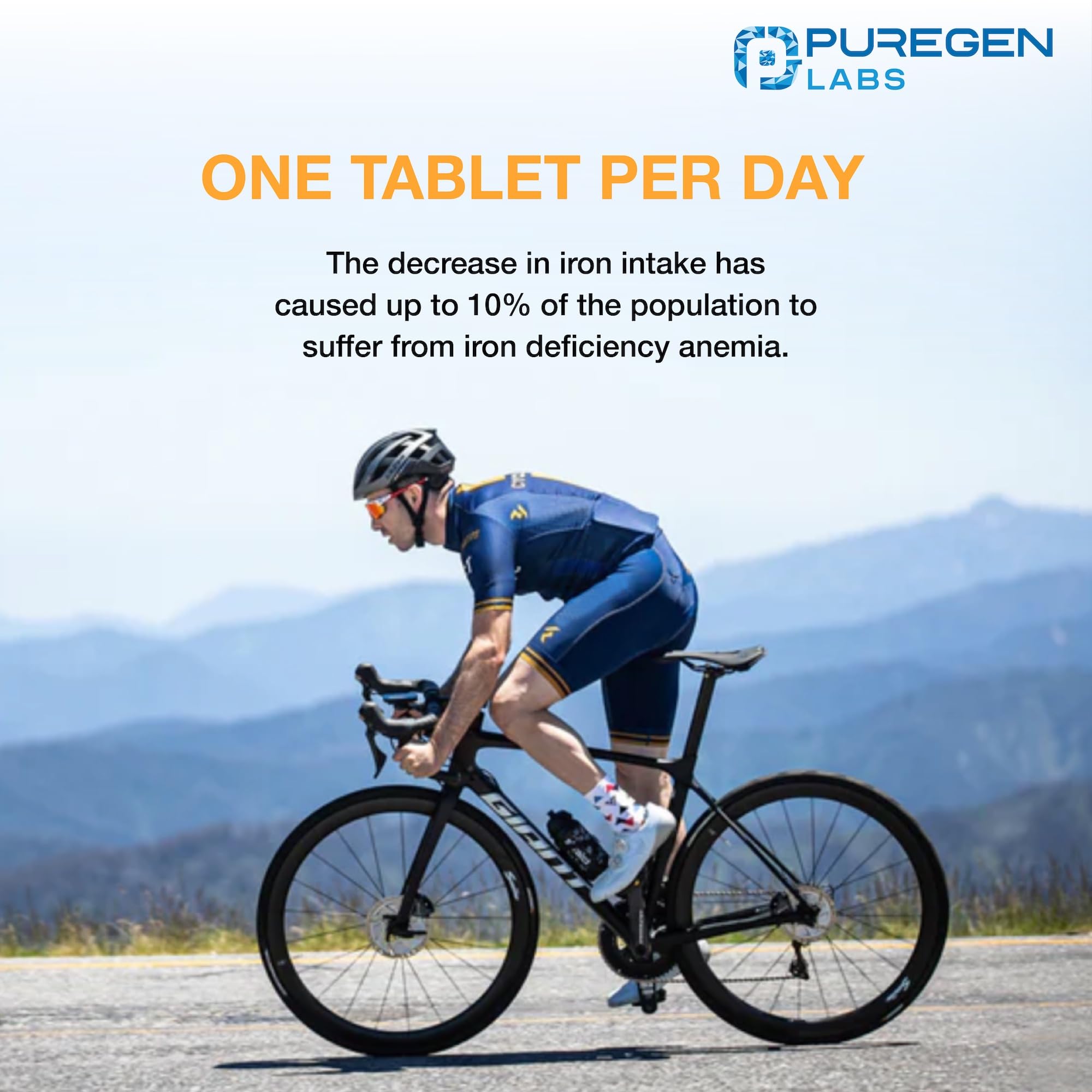 Puregen Labs frasco y caja sobre mesa transmitiendo presentación y almacenamiento fácil.