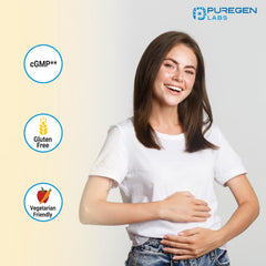Caplet Puregen Labs junto a una moneda para comparación de tamaño, dosificación práctica