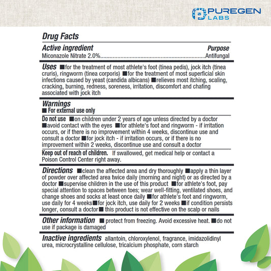 Puregen Labs tapa abierta con polvo visible para aplicación fácil