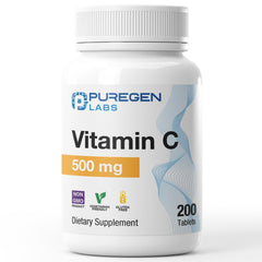 Puregen Labs envase frontal con 200 tabletas y beneficio de apoyo inmunológico