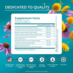 PUREHEALTH RESEARCH etiqueta con lista de ingredientes y beneficios