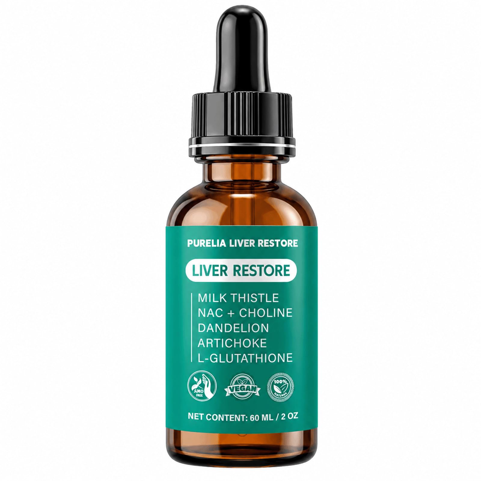 Purelia Liver Restore frente del envase mostrando etiqueta y beneficios