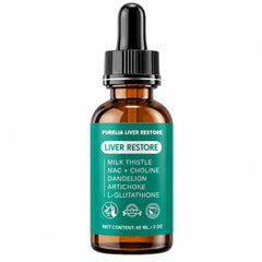 Purelia Liver Restore frente del envase mostrando etiqueta y beneficios