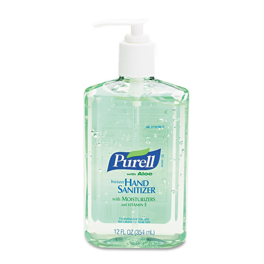 PURELL botella frontal 12 oz mostrando diseño y uso rápido
