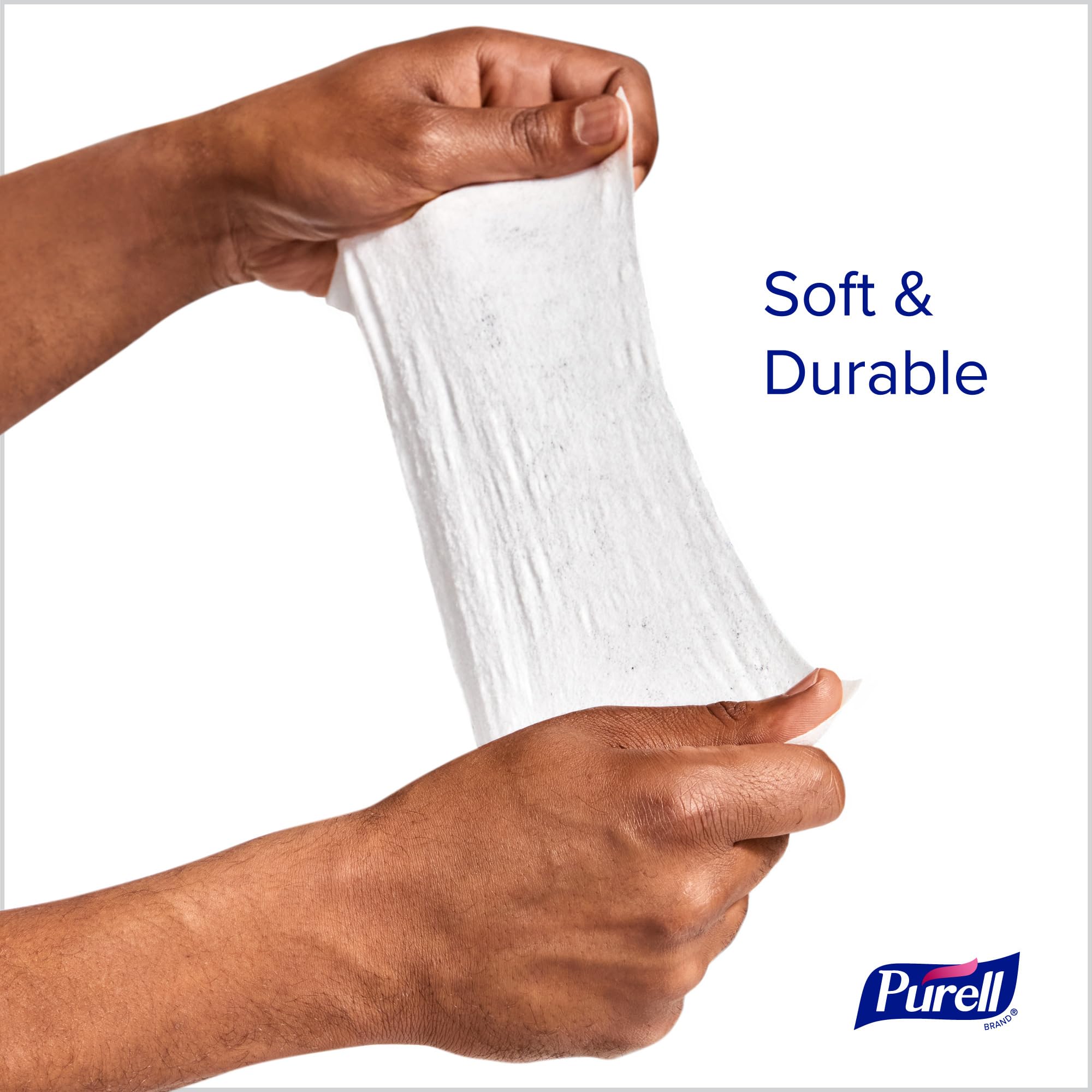 PURELL comparación tamaño en mano para evaluar portabilidad