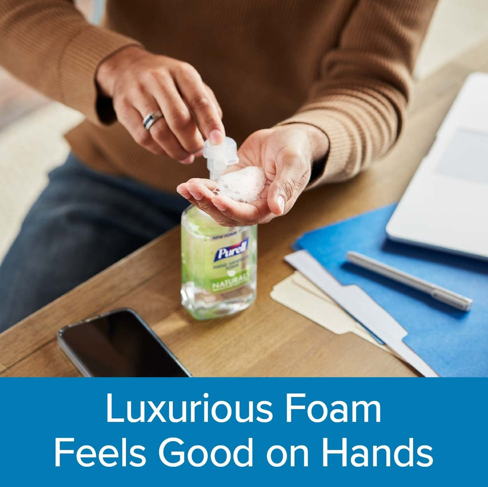 Purell comparación tamaño en mano que muestra volumen práctico