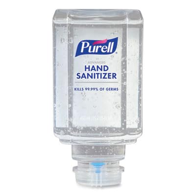 Purell recambio comparado con mano para escala, paquete compacto y fácil manejo