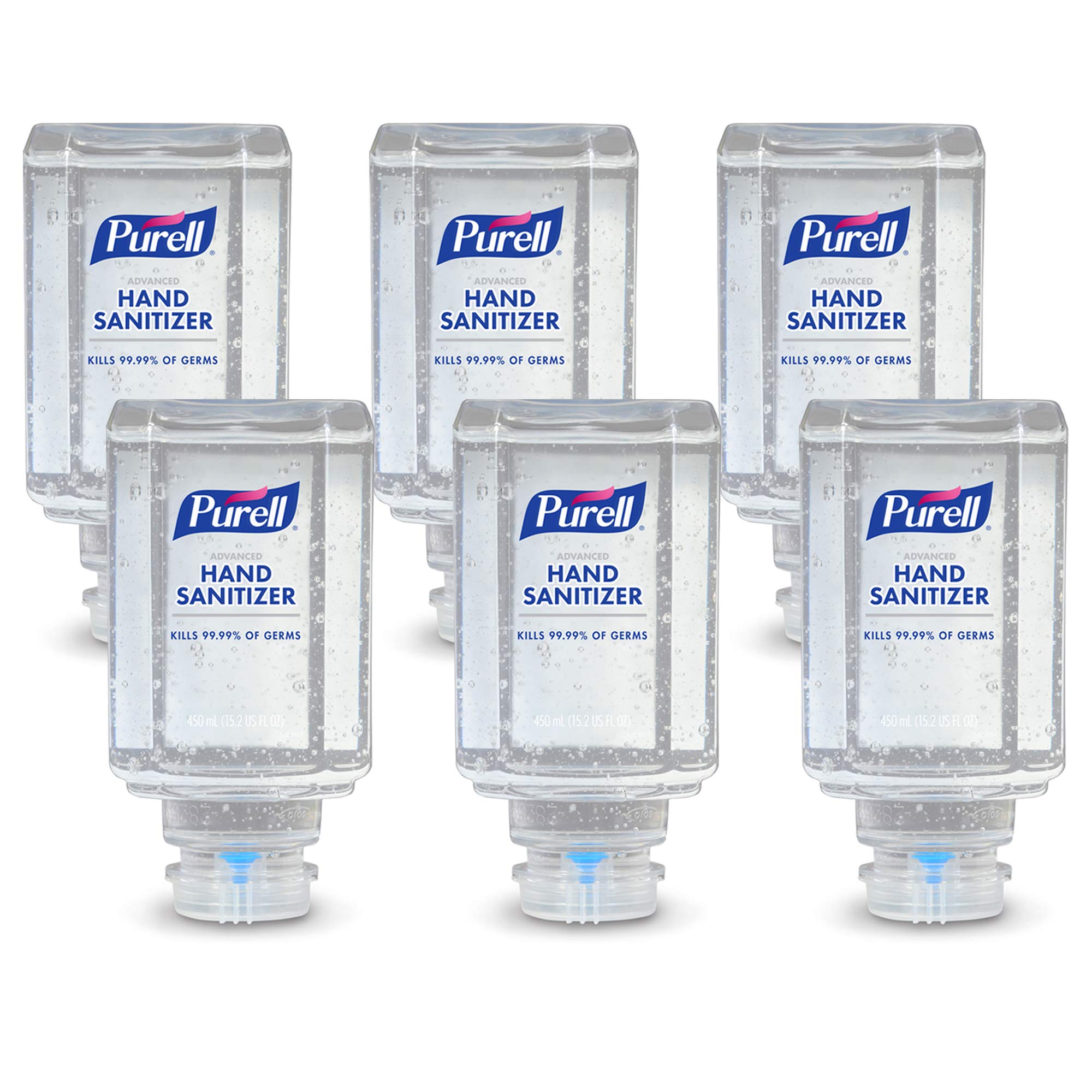 Purell envase frontal 450 mL mostrando el diseño AT-A-GLANCE y facilidad de reposición