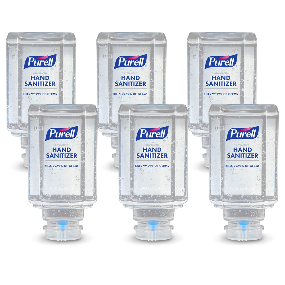 Purell envase frontal 450 mL mostrando el diseño AT-A-GLANCE y facilidad de reposición