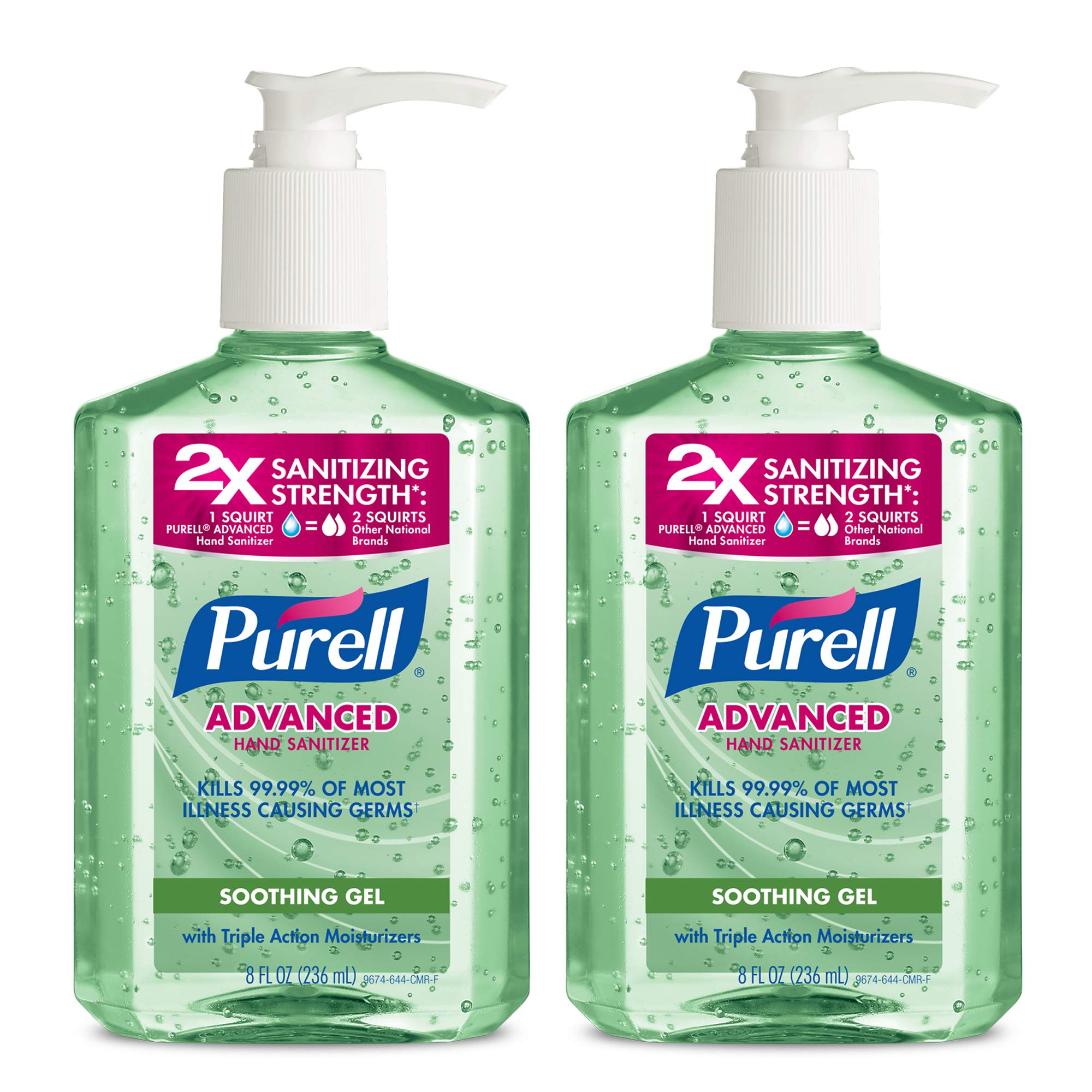 PURELL frasco delantero 8 oz mostrando diseño y facilidad de uso