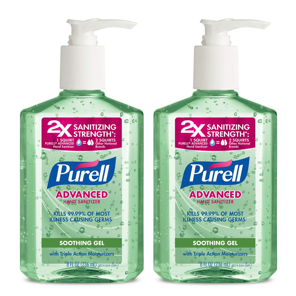 PURELL frasco delantero 8 oz mostrando diseño y facilidad de uso