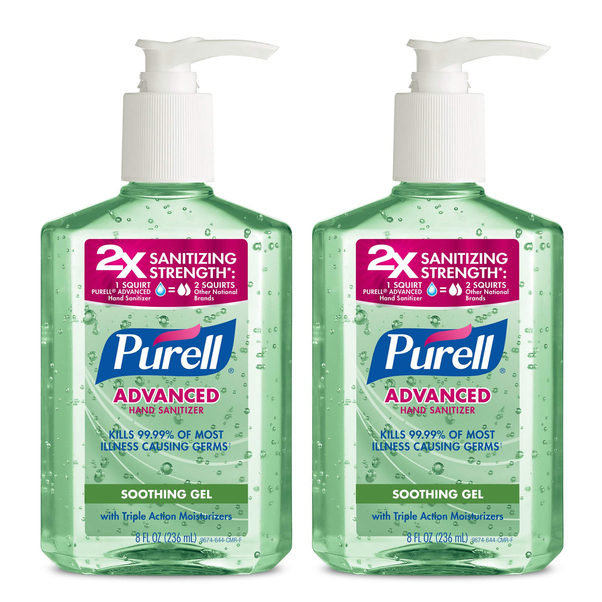 PURELL frasco delantero 8 oz mostrando diseño y facilidad de uso