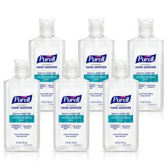 Purell frasco frontal mostrando diseño portátil y fácil agarre