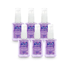 Purell botella frontal lavanda mostrando tamaño de viaje y portada de producto