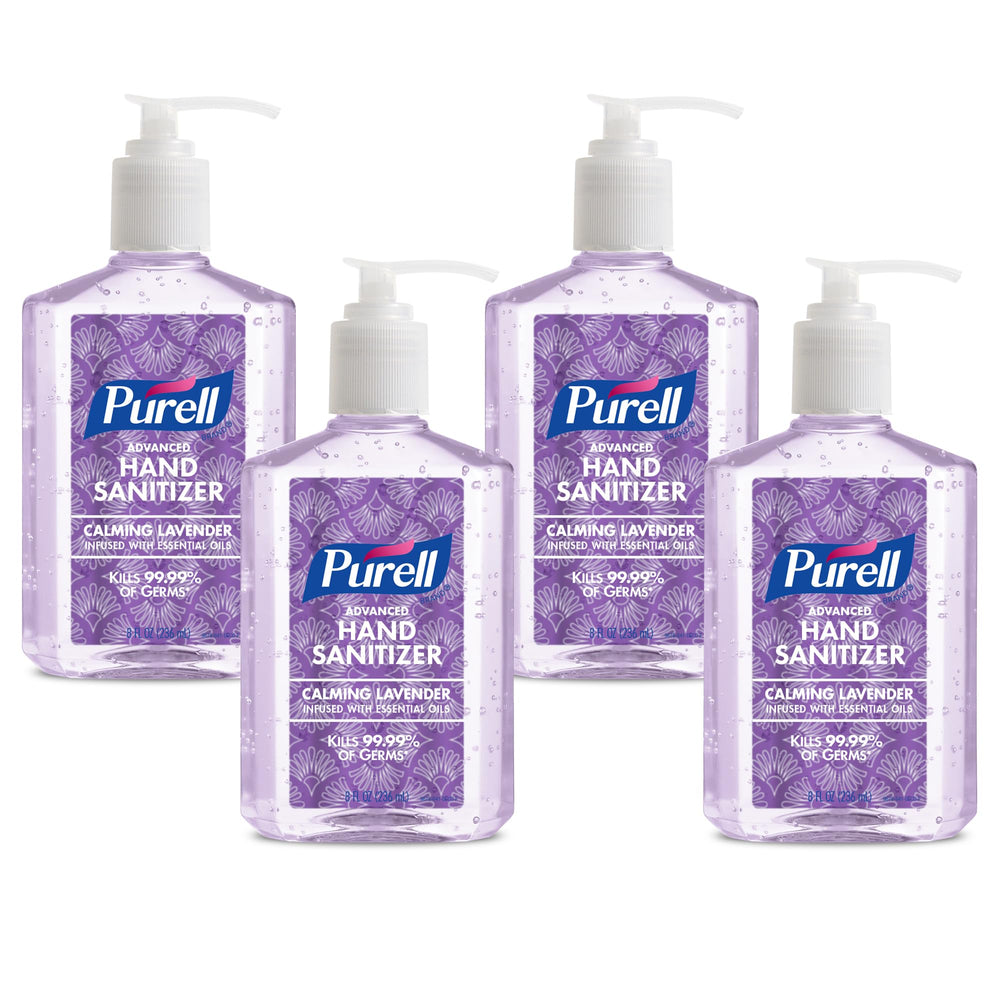 PURELL frente del envase con aroma lavanda, diseño práctico y visible