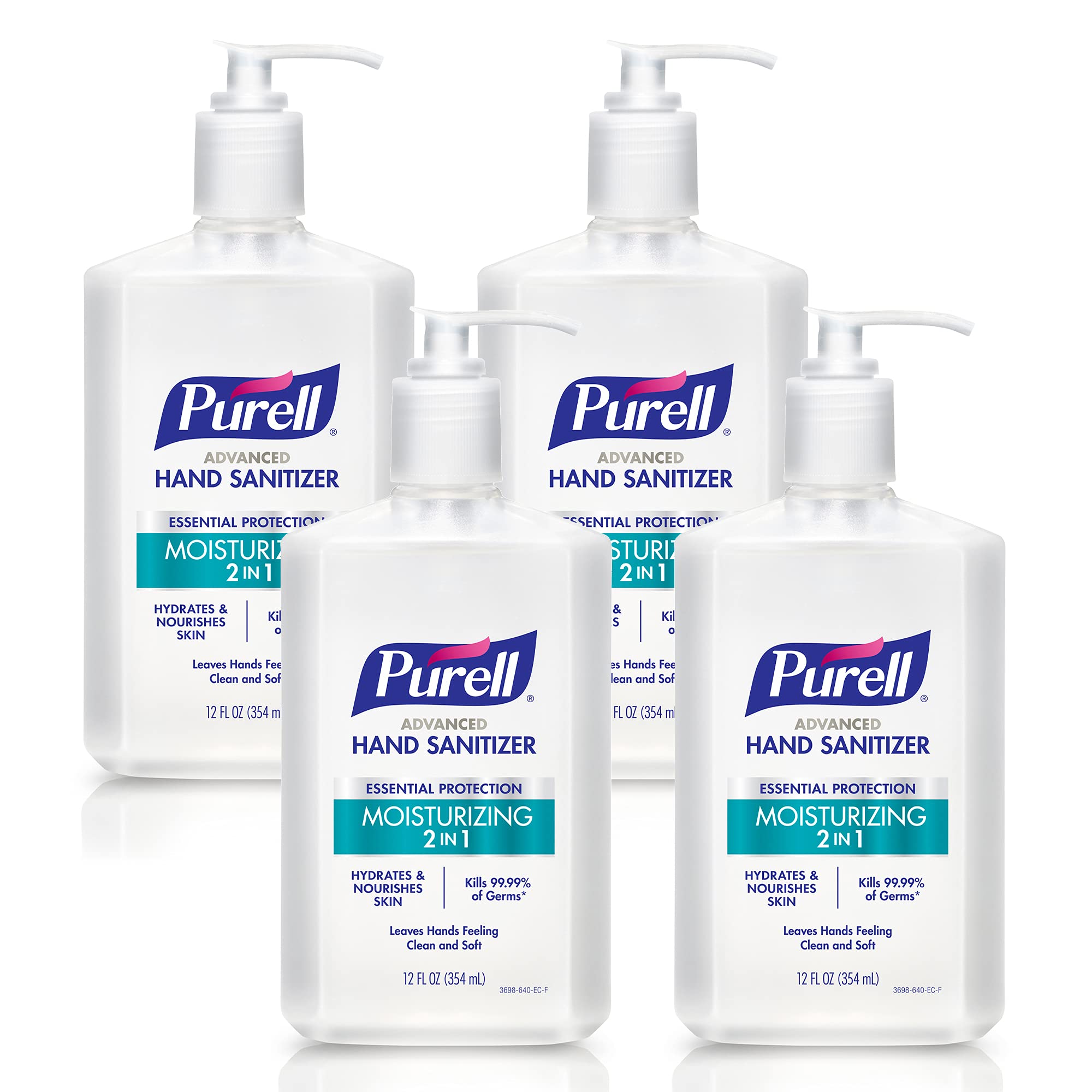 Purell botella frontal 12 oz mostrando diseño y uso rápido