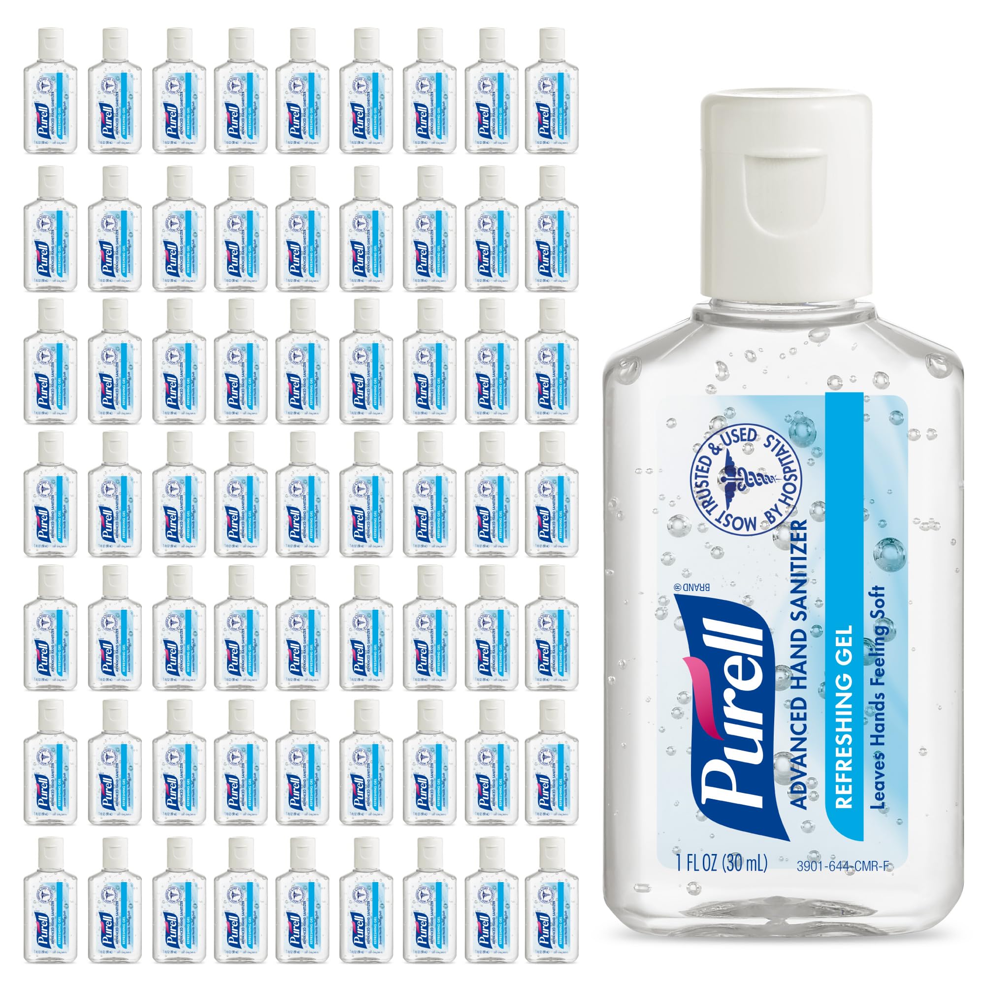 Purell botella frontal 1 oz mostrando diseño portátil y confianza