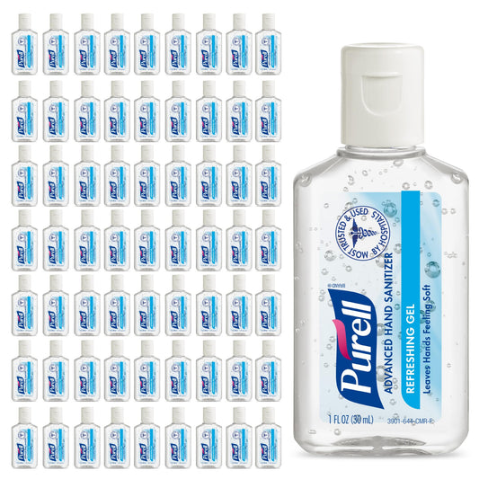 Purell botella frontal 1 oz mostrando diseño portátil y confianza