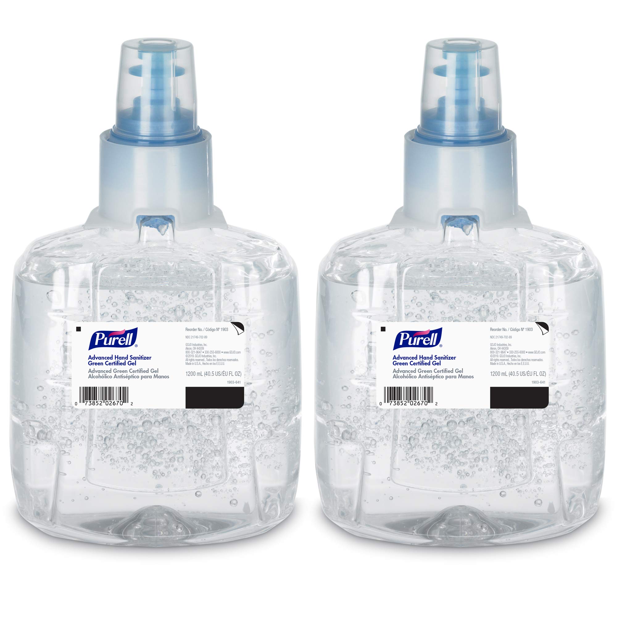 Purell envase frontal del recambio LTX mostrando capacidad y diseño, mejora la reposición