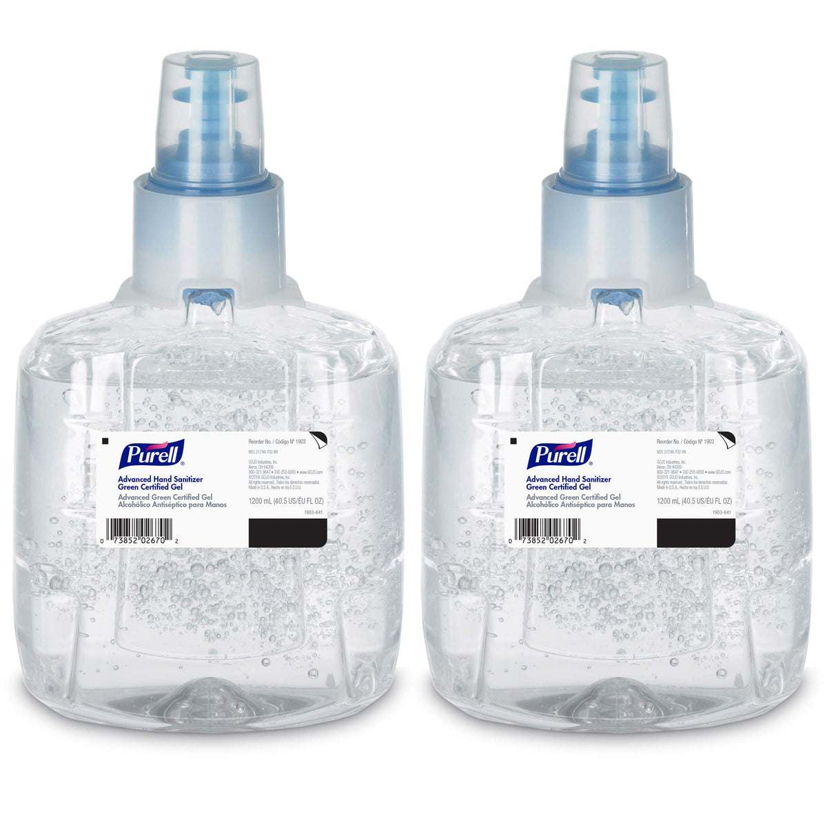 Purell envase frontal del recambio LTX mostrando capacidad y diseño, mejora la reposición