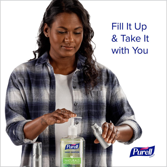 Purell dos botellas de aluminio 2 oz con cierre a prueba de fugas para viajes