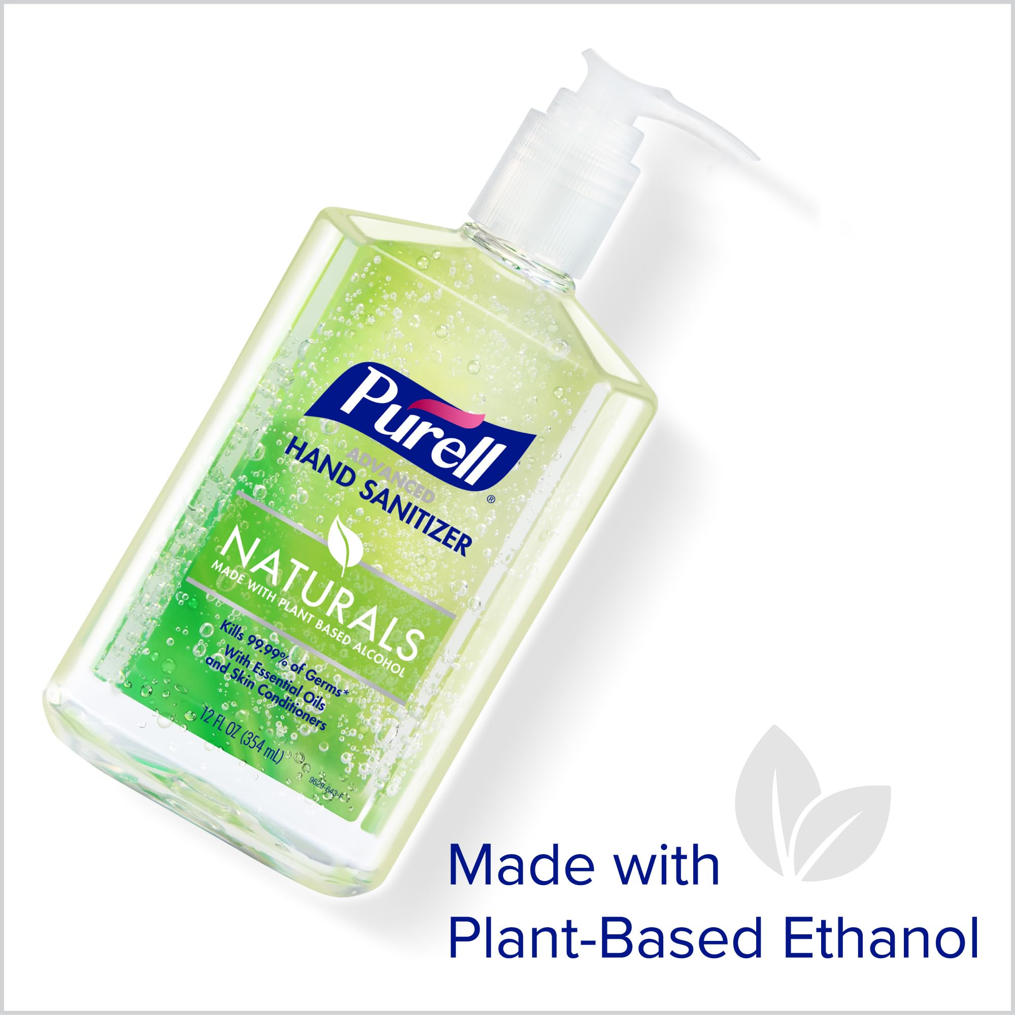 Etiqueta de Purell mostrando ingredientes biobasados y certificaciones