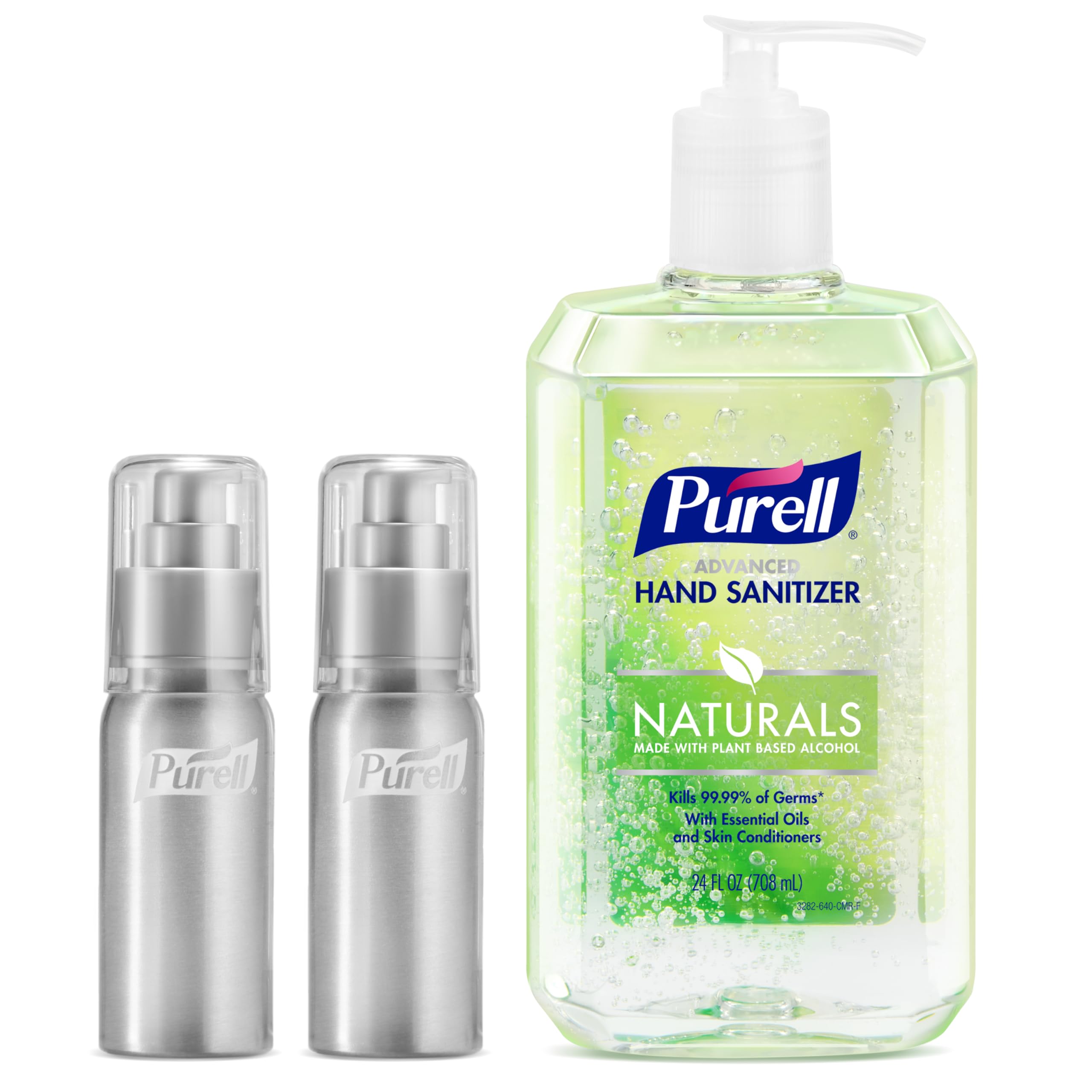 Purell frasco 24 oz Naturals frontal mostrando tamaño y envase reutilizable