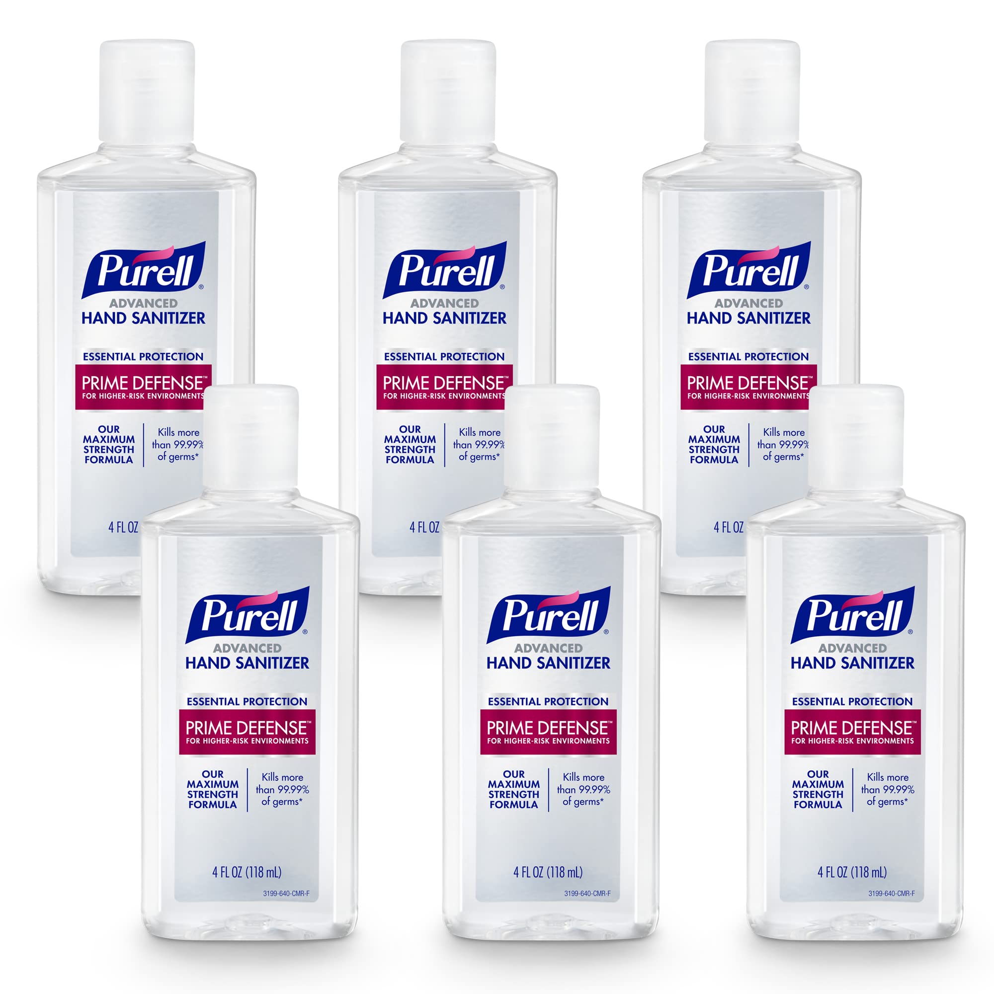 Purell Prime Defense frente del envase mostrando tamaño y diseño beneficioso