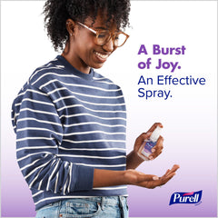 Purell spray lavanda detalle del atomizador, aplicación uniforme y rápida