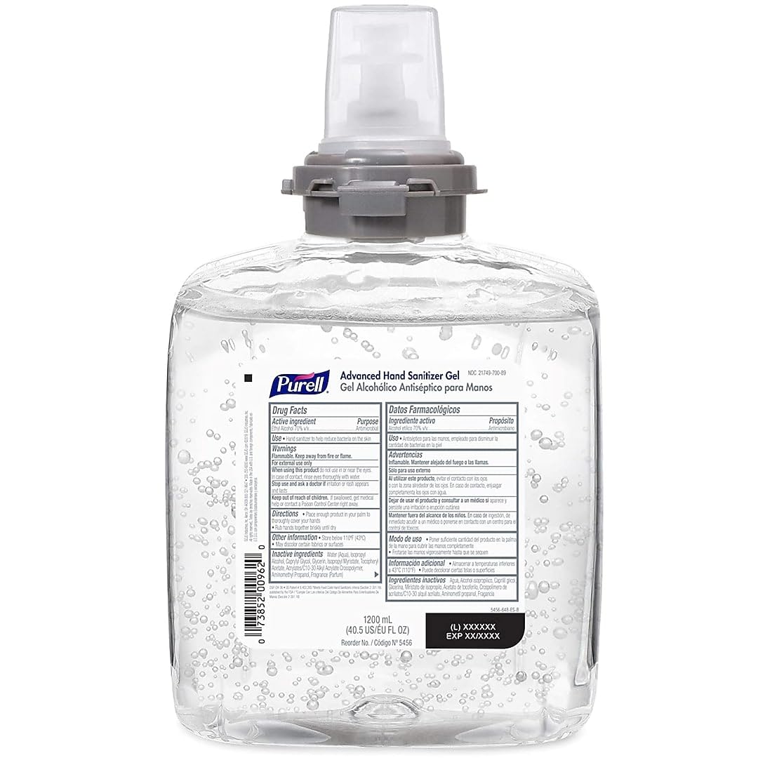 Purell textura del gel transparente muestra dosificación fácil y no pegajosa