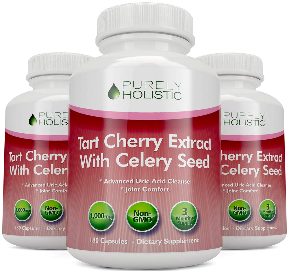 Purely Holistic cerezas secas y semillas de apio para ilustrar ingredientes naturales