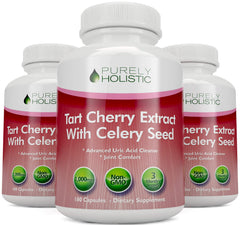 Purely Holistic cerezas secas y semillas de apio para ilustrar ingredientes naturales